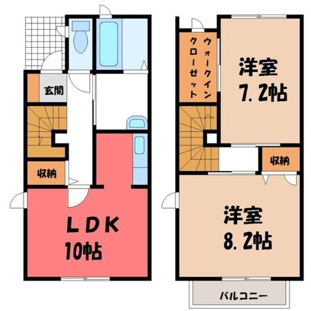 宇都宮駅 バス16分  富士見小北下車：停歩4分 1-2階の物件間取画像